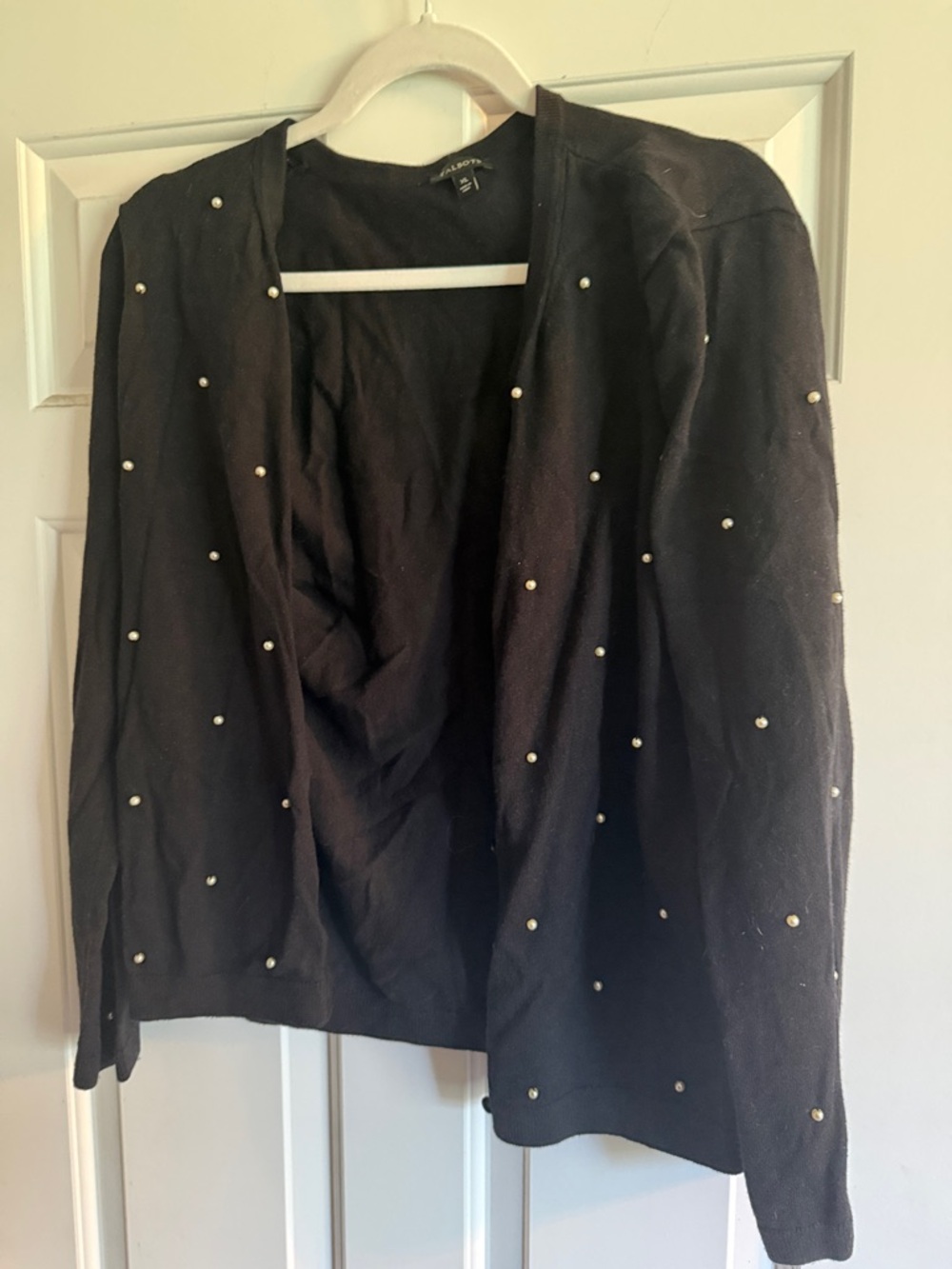 Talbots Black Knit Cardigan with Pearls